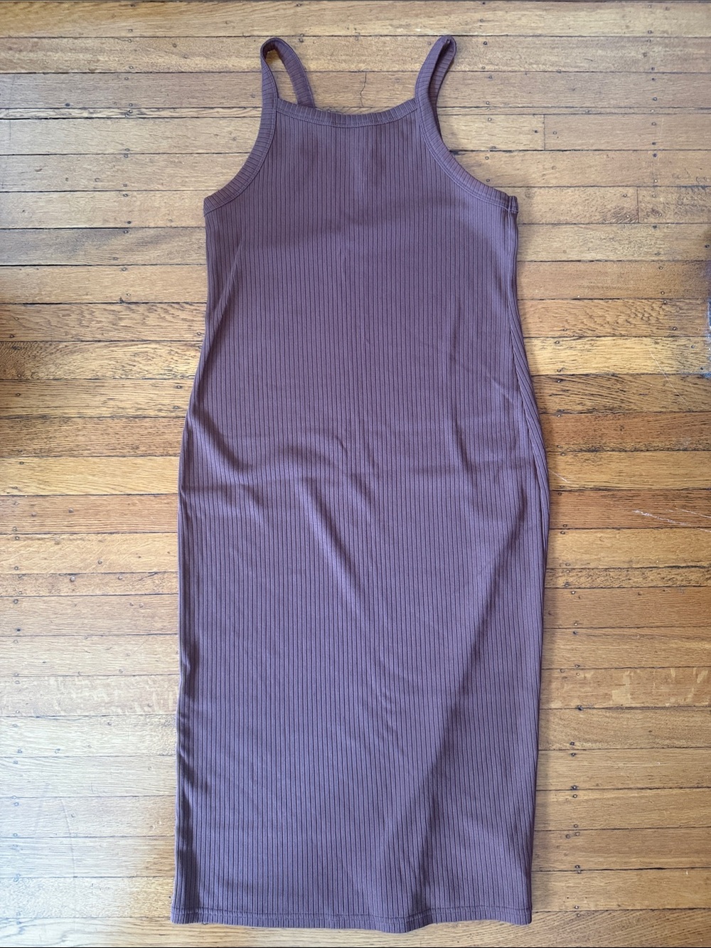Gap Ribbed Sleeveless Midi Dress in Brown